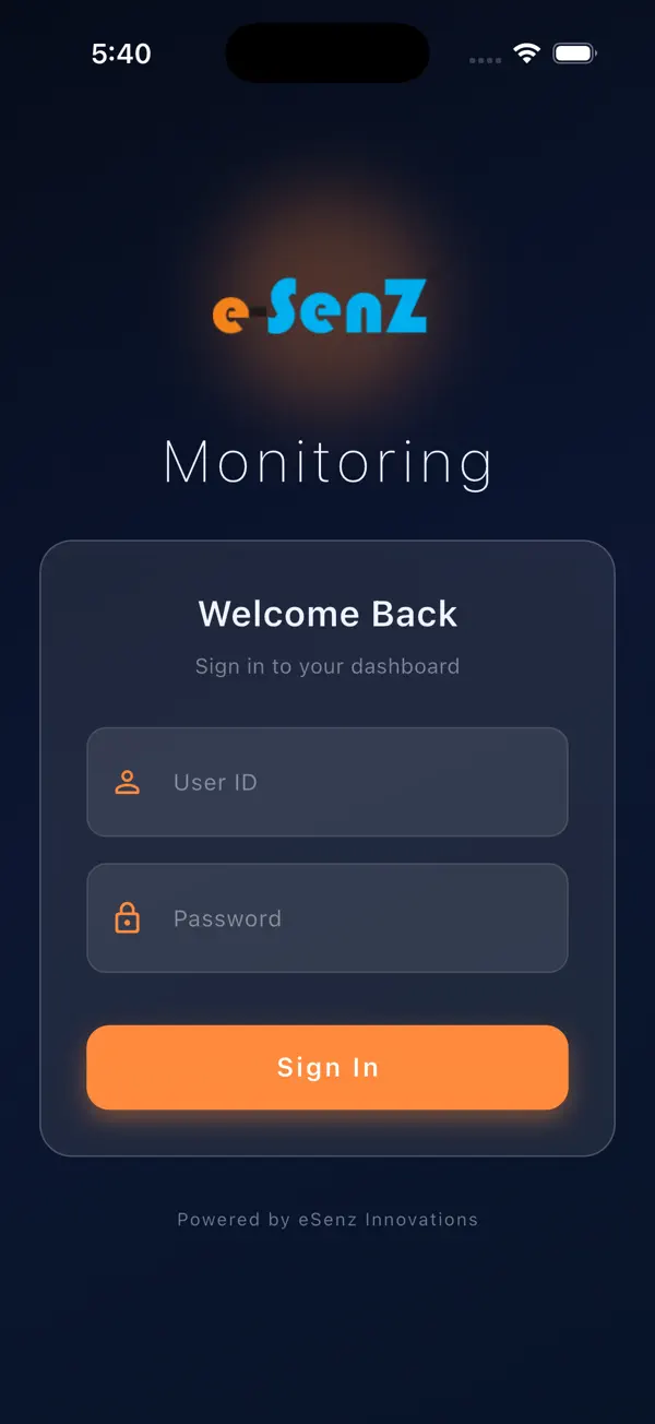 eSenZ iPhone app sign-in